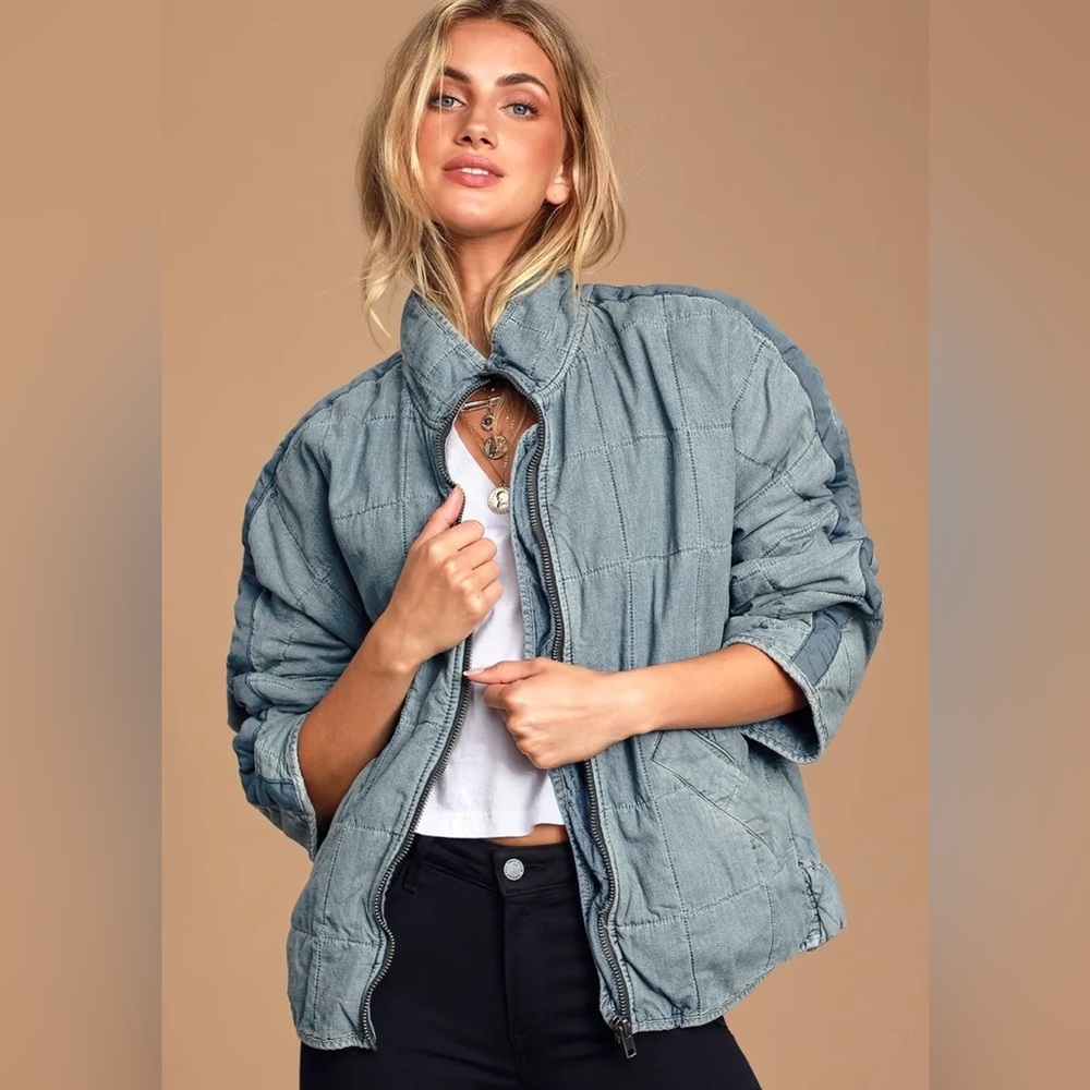 Free People Dolman Quilted Jacket Denim S